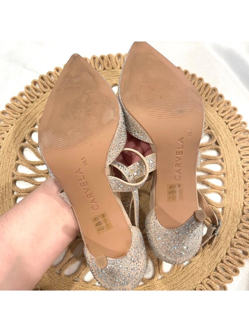 Carvela Kross Jewel Court Heels Glam EU 40.5 Neutral Jewel Crystal Rhinestone - Picture 11 of 12